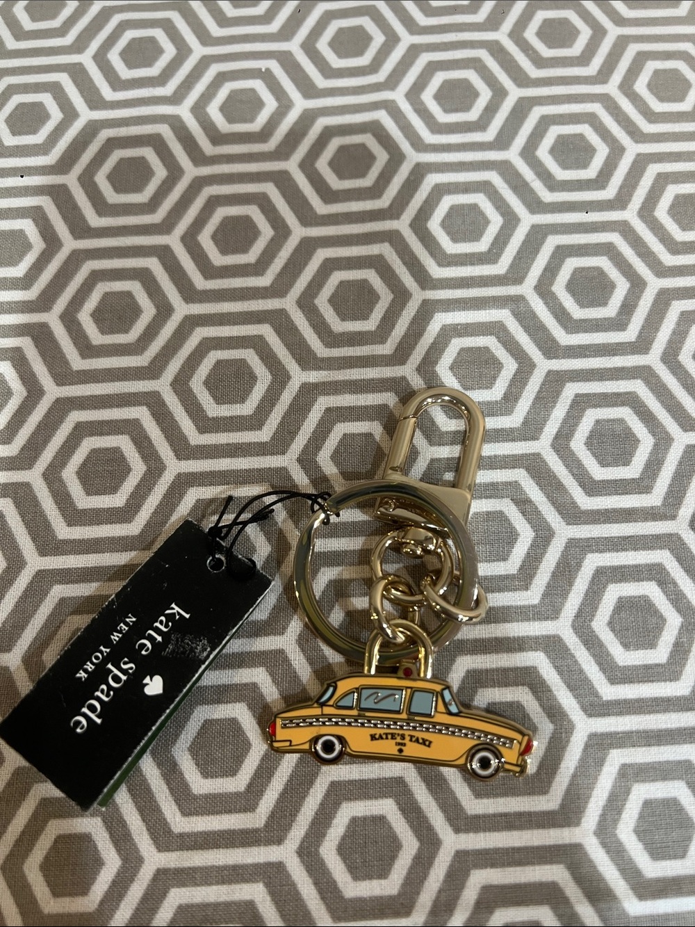 kate spade Yellow Taxi Enamel Keyring with Gold Hardware